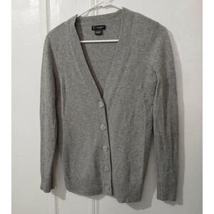 Bloomingdale's womens medium 100% 2ply cashmere sweater cardigan gray